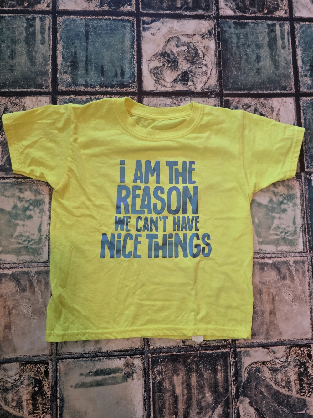 Youth Small Yellow Graphic Tee - 'I AM THE REASON'